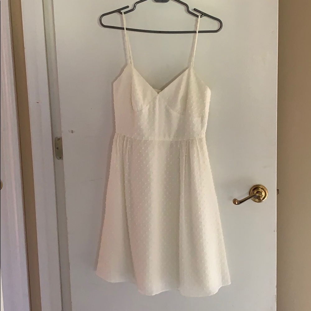 J. Crew Cream Swiss Dot zip backed dress